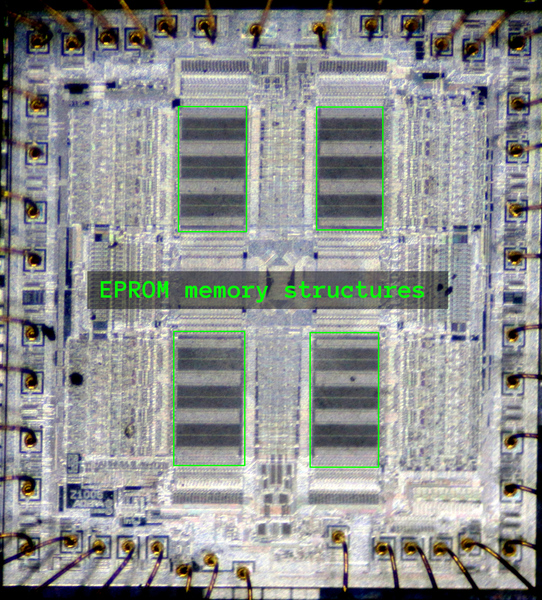 EP900 die with EEPROM regions marked